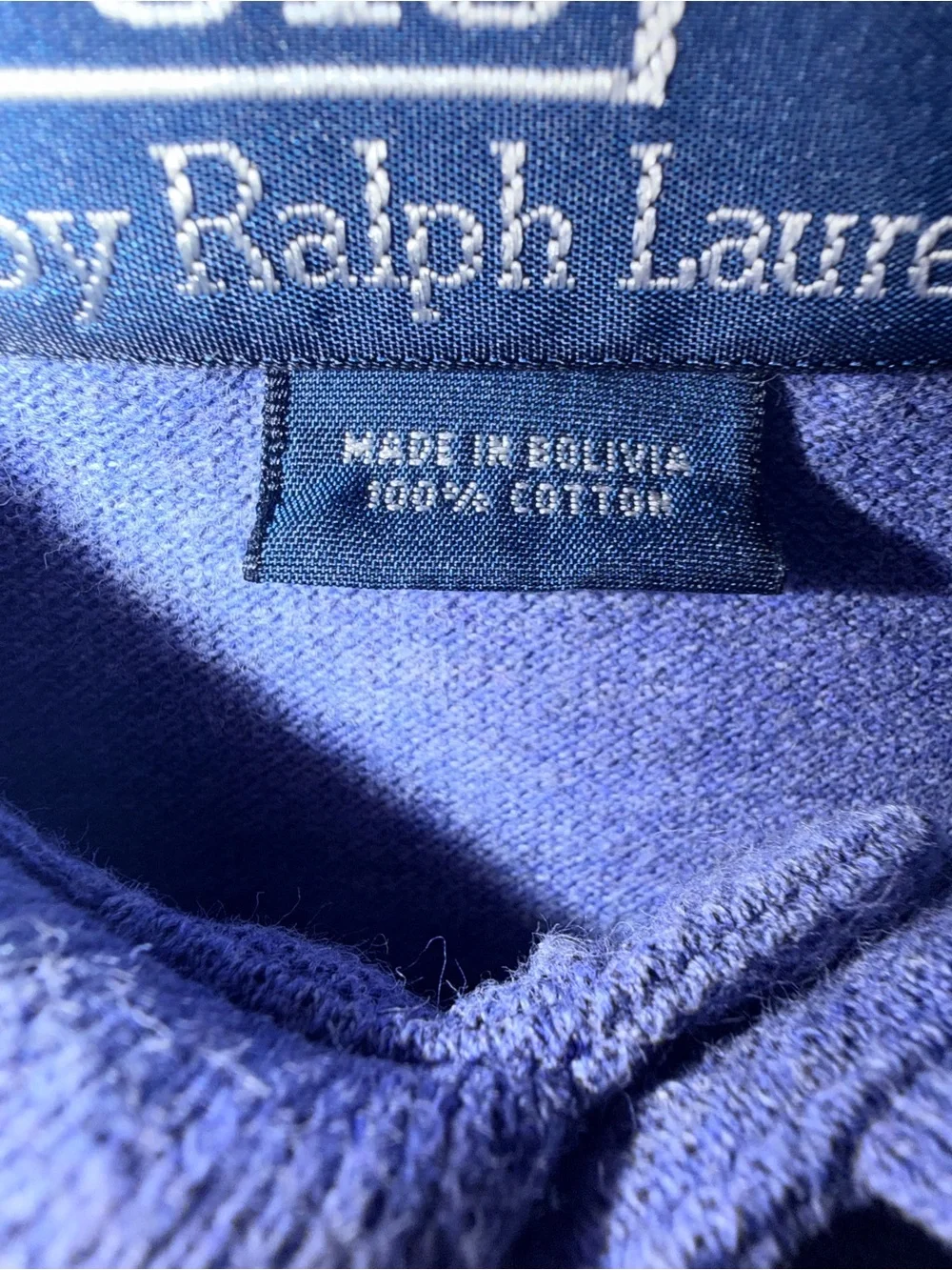 Ralph Lauren  100% cotton Long-Sleeve Polo in Heather Blue with Yellow Pony
